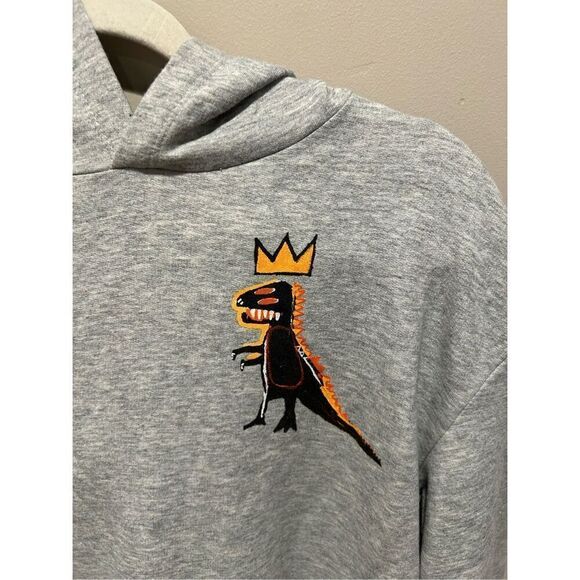 JEAN-MICHEL BASQUIAT BOYS LARGE 12-14 PEZ DISPENSER HOODIE T-REX DINOSAUR - Picture 3 of 7